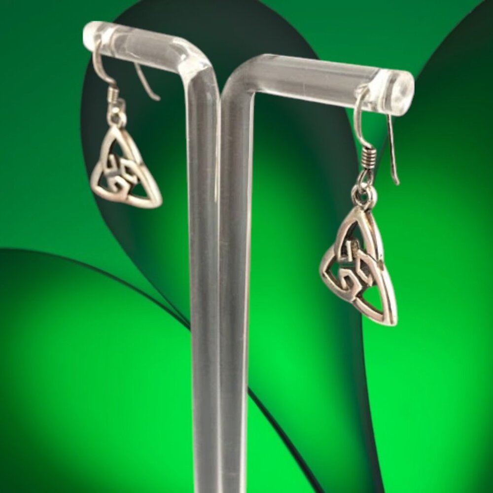 Celtic Knot Dangle Earrings, Solid Sterling Silver - image 2